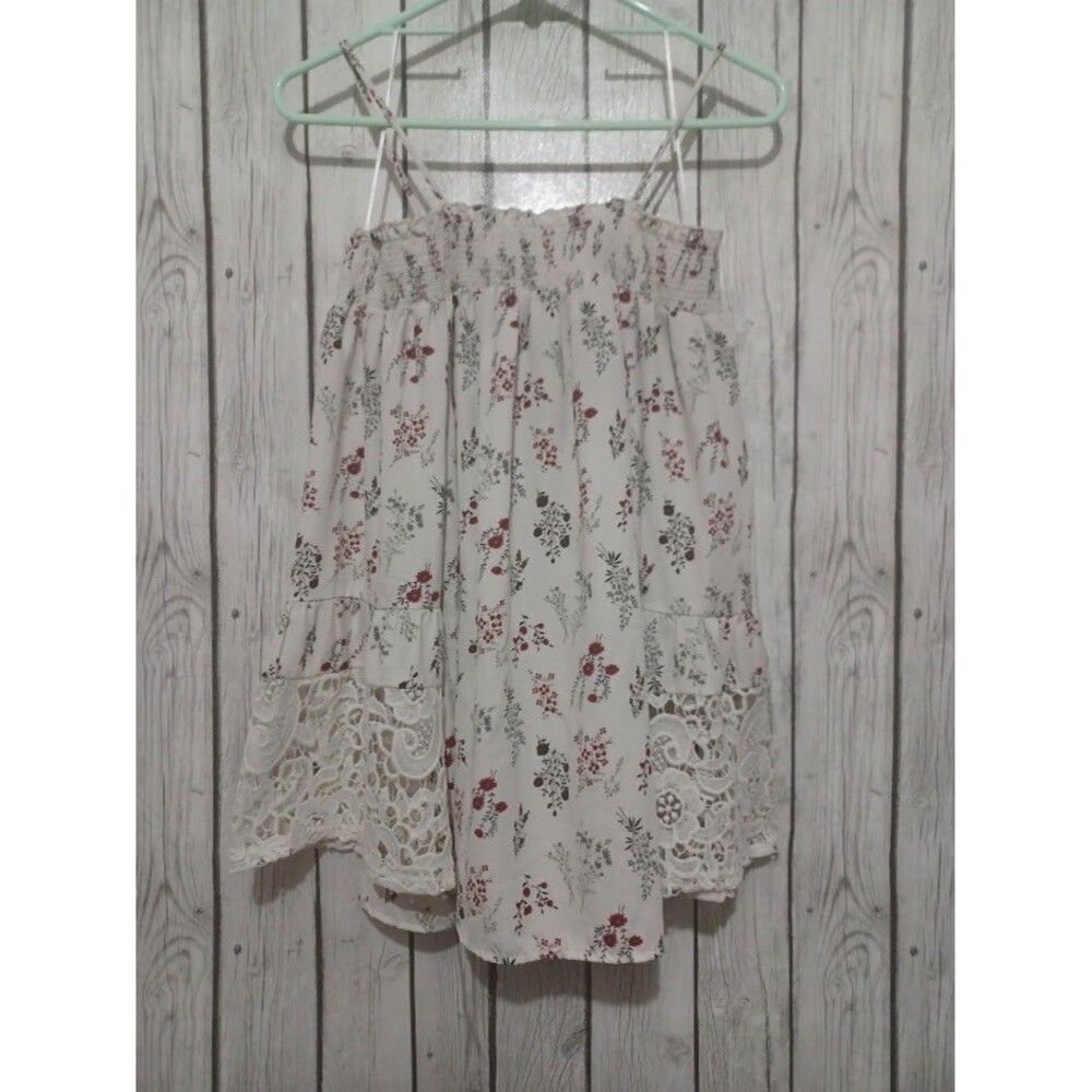 Pleione Anthropologie Top S Boho Ivory Lace Floral Off Shoulder Peasant Cottage
